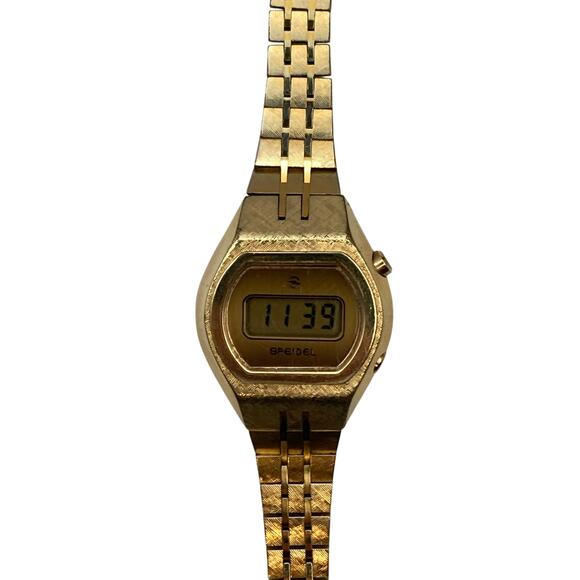 VTG Speidel Digital Womens Mens Watch 26mm Gold Tone New Battery Wrist 6-6.25 WR - Picture 3 of 8